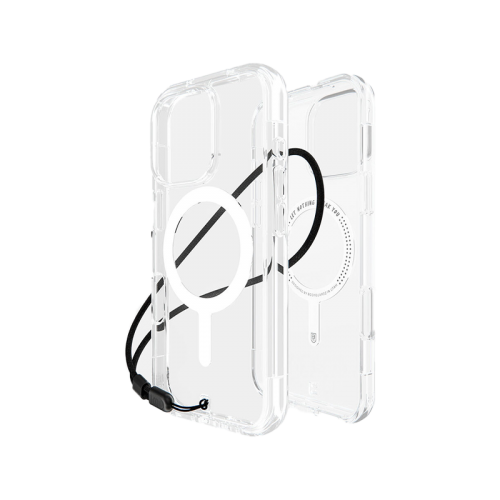 BodyGuardz Accent Magsafe Case for iPhone16 Pro / 16 Pro Max - Clear -  كفر حماية عالية - ماغ سيف - مقاومه عاليه للصدمات - مع خيط علاقه