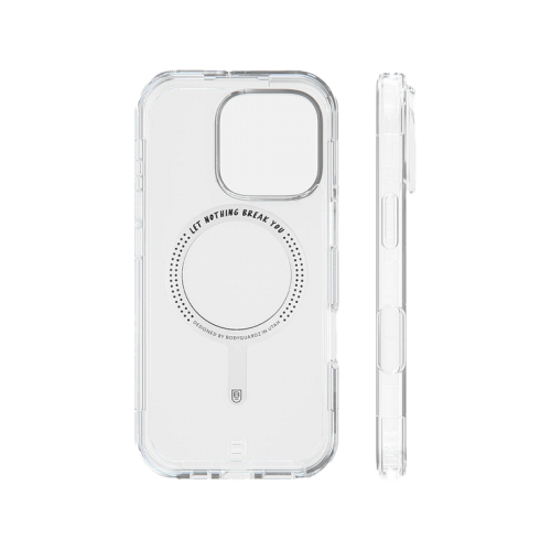 BodyGuardz Accent Magsafe Case for iPhone16 Pro / 16 Pro Max - Clear -  كفر حماية عالية - ماغ سيف - مقاومه عاليه للصدمات - مع خيط علاقه