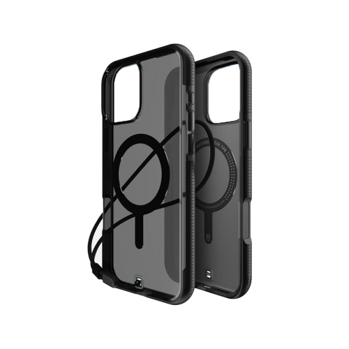 BodyGuardz Ace Pro With Magsafe Case for iPhone16 Pro / 16 Pro Max - Smoke Black -  كفر حماية عالية - ماغ سيف - مقاومه عاليه للصدمات - مع خيط علاقه