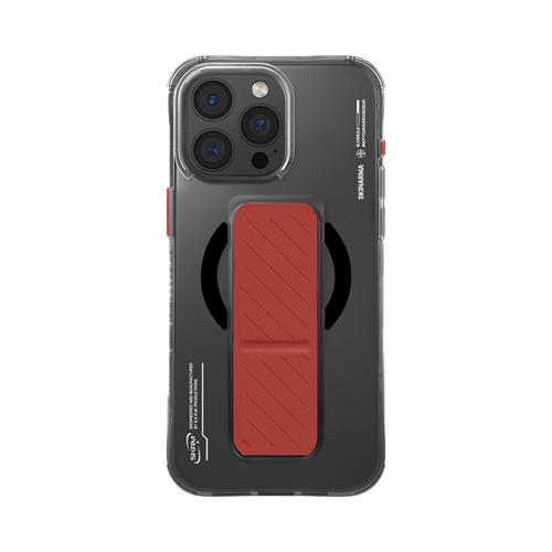 SkinArma AXON Mag-Charge with Grip-Stand for iPhone16 Pro / 16 Pro Max - Black [B] -  كفر حماية عالية - ماغ سيف - مع مسكة ستاند جانبي ورأسي