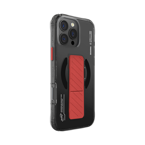 SkinArma AXON Mag-Charge with Grip-Stand for iPhone16 Pro / 16 Pro Max - Black [B] -  كفر حماية عالية - ماغ سيف - مع مسكة ستاند جانبي ورأسي