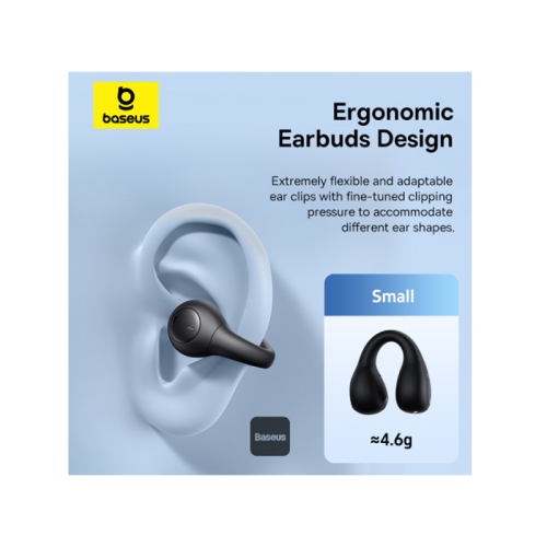 Baseus AirGo AS01 Open-Ear Wireless Earphone - Cluster Black -  سماعة بيسوس - بلوتوث - كفاله 12 شهر