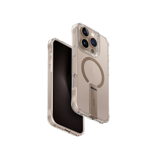 Uniq Eleva Case with Built-in Aluminum Kickstand for iPhone 16 Pro / 16 Pro Max – Taupe Gold [B] - كفر حماية عالية - ماغ سيف - ستاند - يونيك