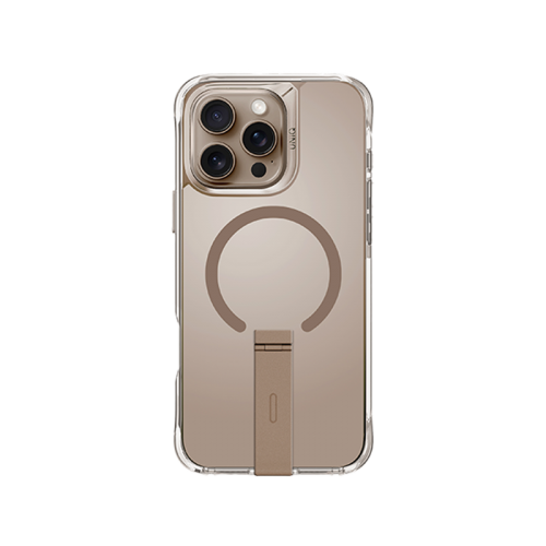 Uniq Eleva Case with Built-in Aluminum Kickstand for iPhone 16 Pro / 16 Pro Max – Taupe Gold [B] - كفر حماية عالية - ماغ سيف - ستاند - يونيك