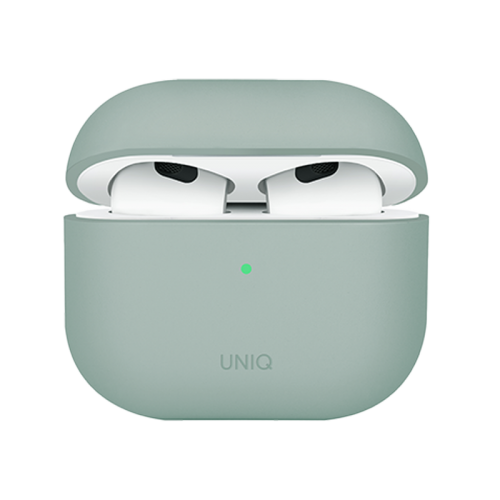 Uniq Lino Hybrid Liquid Silicon Airpods 4th Gen Case – Ice Plant Green - كفر حماية سماعة ابل ايربودز الجيل الرابع  - 2024 - يونيك