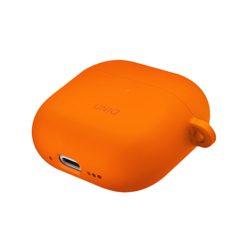 Uniq Nexo Active Hybrid Silicone Airpods 4th Gen Case With Sports Ear Hooks - Volt Orange - كفر حماية سماعة ابل ايربودز الجيل الرابع  - 2024 - يونيك