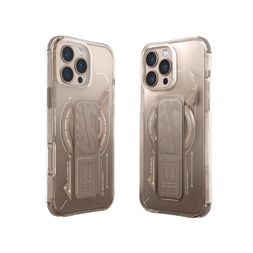 SkinArma Helio MagSafe Case With Grip Stand for iPhone16 Pro / 16 Pro Max - Gold [B] -  كفر حماية عالية - ماغ سيف - مع مغناطيس للسيارة ومسكة ستاند جانبي ورأسي