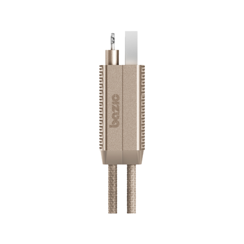 Bazic GoCharge 4 IN 1 Input USB A and USB-C to Output USB-C and Lightning Cable 1M - Gold - سلك شحن - 4 في 1 - من يو اس بي + تايب سي - الى تايب سي + ايفون - طول 1 متر - بيزك