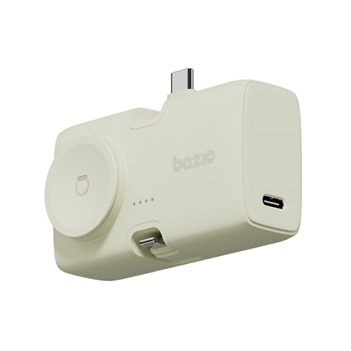 Bazic GoPower Koda 2 in 1 Power Bank With Foldable USB-C /Lightning Pin And Apple Watch Charger 5000mAh - Pistachio - بطارية متنقلة + ستاند - مع شاحن ايفون + تايب سي + شاحن ساعه ابل - كفالة 12 شهر