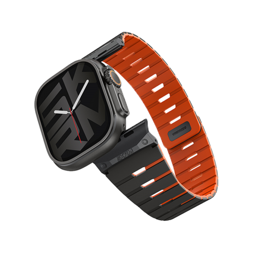 SkinArma Gemini Magnetic Watch Strap for Apple Watch 49/46/45MM - Black Orange [B]- سير ساعة أبل واتش