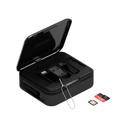 BAZIC GoCharge Loop 5-In-1 Adapter with Cable Kit - 60W / 1 Meter / Micro USB / USB-A / USB-C / Lightning / Black [B] مجموعة سفر قابلة للسحب - من يو اس بي + تايب سي - الى تايب سي + ايفون - طول 1 متر