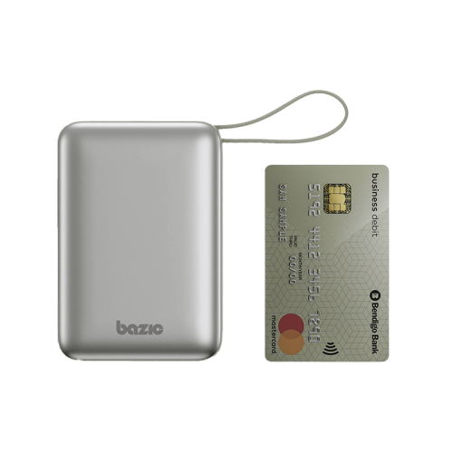 Bazic GoPower Fusion Mini 20K 3 in 1 Power Bank 20000mAh With Build in USB-C & Lightning Cable - Pebble - بطارية متنقلة - بيزك - قوة 20000 - سلك شاحن أيفون + تايب سي - 1 منفذ تايب سي - 1 منفذ تيو اس بي - شاشة رقمية - كفالة 24 شهر