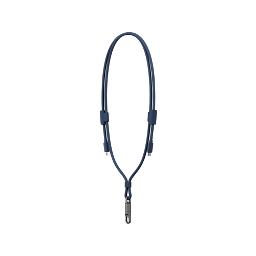 Energea Lasso 2-In-1 USB-C To USB-C 240W 480Mbps Lanyard With Charging Cable 1.5M - Blue - خيط علاقة - 2 في 1 - انيرجيا - سلك شحن تايب سي الى تايب سي - قوة 240 واط - يمكنكم اختيار مع كفر شفاف او بدون كفر فقط خيط علاقة