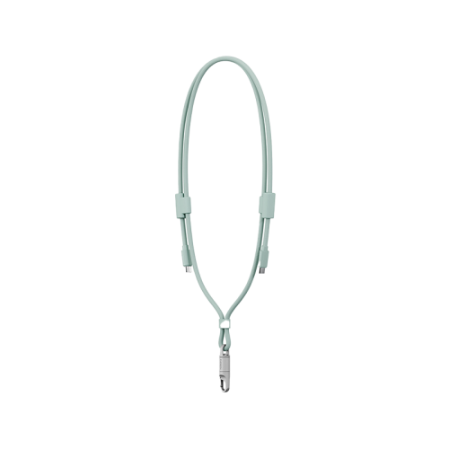 Energea Lasso 2-In-1 USB-C To USB-C 240W 480Mbps Lanyard With Charging Cable 1.5M - light green [B] - خيط علاقة - 2 في 1 - انيرجيا - سلك شحن تايب سي الى تايب سي - قوة 240 واط - يمكنكم اختيار مع كفر شفاف او بدون كفر فقط خيط علاقة