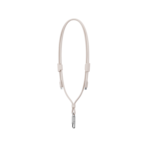 Energea Lasso 2-In-1 USB-C To USB-C 240W 480Mbps Lanyard With Charging Cable 1.5M - Sand - خيط علاقة - 2 في 1 - انيرجيا - سلك شحن تايب سي الى تايب سي - قوة 240 واط - يمكنكم اختيار مع كفر شفاف او بدون كفر فقط خيط علاقة