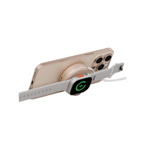 Energea MagDuo Arc 2 In 1 MagSafe Charger With Apple Watch Charger With Retractable USB-C Cable - Gold [B] - شاحن لاسلكي - 2 في 1 - انيرجيا - يشحن الايفون + ساعة ابل واتش في نفس الوقت - قوة تصل الى 15 واط