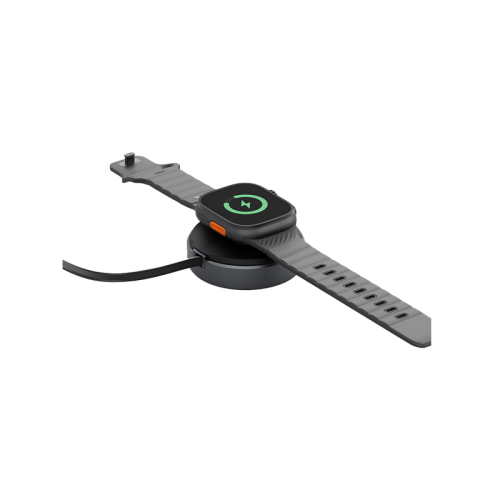 Energea MagDuo Arc 2 In 1 MagSafe Charger With Apple Watch Charger With Retractable USB-C Cable - Gunmetal - شاحن لاسلكي - 2 في 1 - انيرجيا - يشحن الايفون + ساعة ابل واتش في نفس الوقت - قوة تصل الى 15 واط