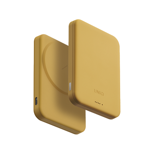 Uniq Lyden Lexa MagSafe USB-C PD 5000mAh Power Bank - Canary Yellow - بطارية متنقلة - ماغ سيف - يونيك - قوه 20 واط - سعة 5000 ملي امبير - كفالة 12 شهر