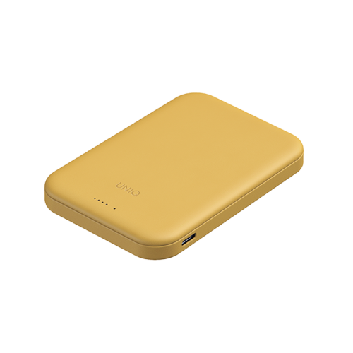 Uniq Lyden Lexa MagSafe USB-C PD 5000mAh Power Bank - Canary Yellow - بطارية متنقلة - ماغ سيف - يونيك - قوه 20 واط - سعة 5000 ملي امبير - كفالة 12 شهر