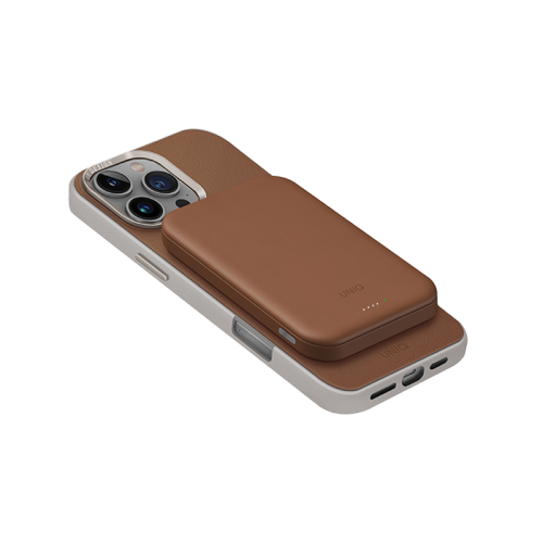Uniq Lyden Lexa MagSafe USB-C PD 5000mAh Power Bank - Caramel - بطارية متنقلة - ماغ سيف - يونيك - قوه 20 واط - سعة 5000 ملي امبير - كفالة 12 شهر