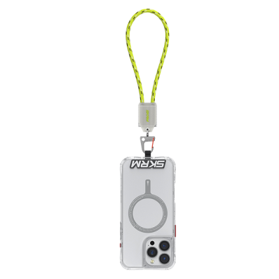 SkinArma Dyno VE USB-C to USB-C 2-In-1 240W Hand Strap and Charging Cable - Lime Green - خيط علاقة قصير - 2 في 1 - سكين ارما - سلك شحن تايب سي الى تايب سي - قوة 240 واط - يمكنكم اختيار مع كفر شفاف او بدون كفر فقط خيط علاقة