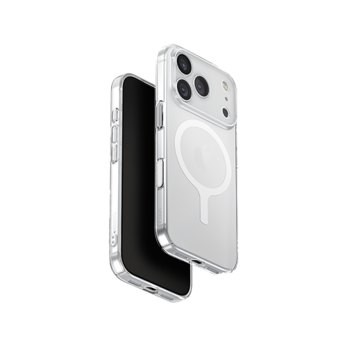 Uniq Airsuit Magsafe case for iPhone 17 - Glossy Clear \ White - كفر حمايه عاليه - يونيك - سلسلة ايفون 17 - ماغ سيف - شفاف