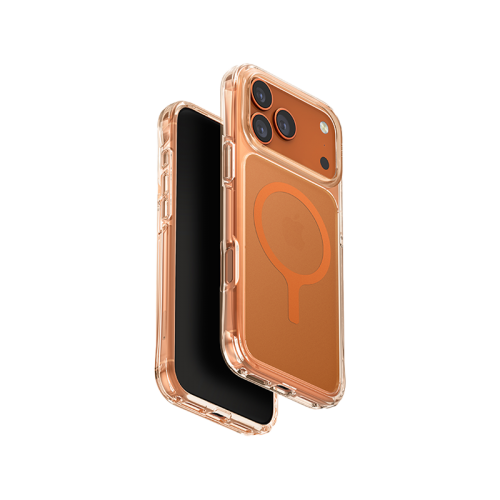 Uniq Hybrid Lifepro Xtreme MagSafe Case for iPhone 17 - Frost Clear / Volt Orange - كفر حمايه عاليه - يونيك - سلسلة ايفون 17 - ماغ سيف - شفاف