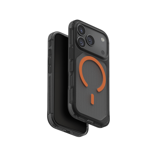 Uniq Hybrid Combat Active MagSafe Case for iPhone 17 Pro / 17 Pro Max - Frost Smoke / Orange [B] - كفر حمايه عاليه - يونيك - سلسلة ايفون 17 - ماغ سيف