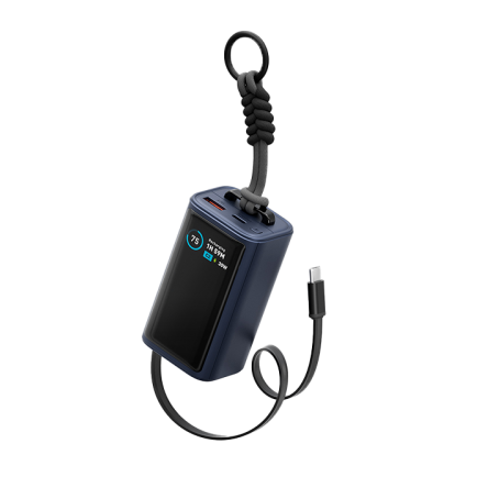 Energea Compac Arc 45W PD 10000mAh Power Bank Built-In USB-C Cable - Blue [B] - بطارية متنقلة - انيرجيا - سعة 10000 - عدد 1 سلك شاحن تايب سي - شاشة رقميه - قوة 45 واط - كفالة 24 شهر