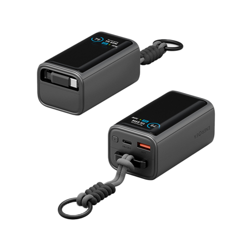 Energea Compac Arc 45W PD 10000mAh Power Bank Built-In USB-C Cable - Gunmetal [B] - بطارية متنقلة - انيرجيا - سعة 10000 - عدد 1 سلك شاحن تايب سي - شاشة رقميه - قوة 45 واط - كفالة 24 شهر