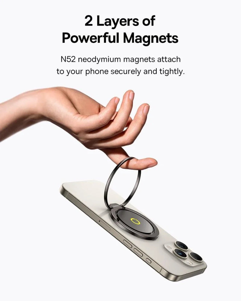 Baseus MagPro Series II Magnetic Ring Phone Holder, Black  - مسكة خاتم مغناطيس وستاند + ماغ سيف