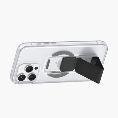 Snap Grip with Magsafe Strong Magnetic Clear Case - كفر حماية -ماغ سيف - ماسكه وستاند بالطول والعرض - مغناطيس - شفاف