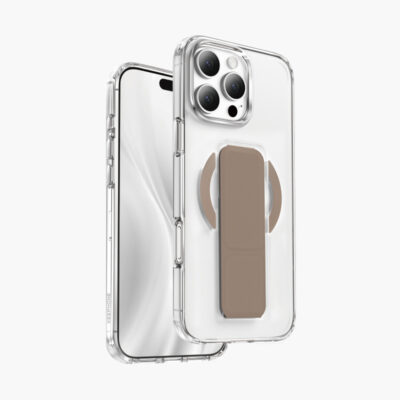 Snap Grip with Magsafe Strong Magnetic Clear Case - كفر حماية -ماغ سيف - ماسكه وستاند بالطول والعرض - مغناطيس - شفاف