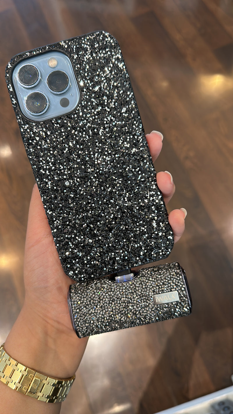 Black Glitter Case for iPhone - كفر جليتر - أسود