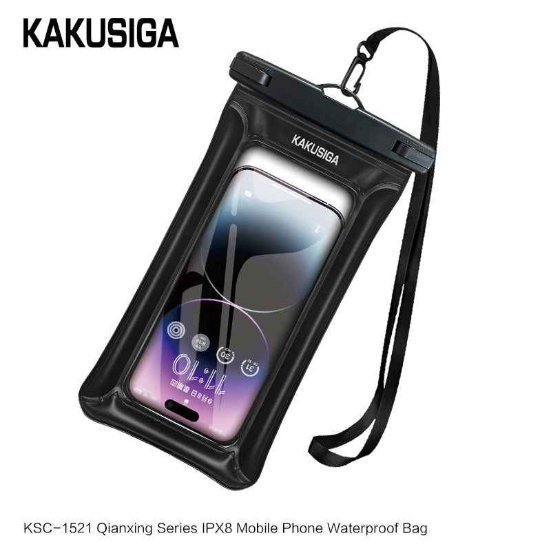 Kakusiga Universal WaterProof Case - Black - كفر ضد الماء - مناسب لجميع انواع واحجام الاجهزة