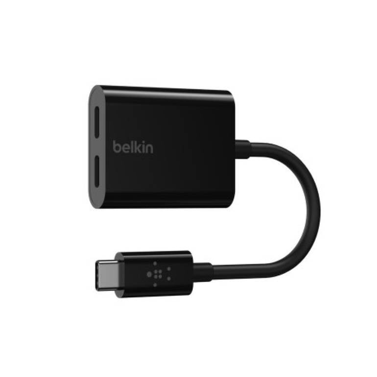 Belkin USB-C Audio + Charger Adapter USB-C - وصلة لشحن الايفون 15 والسماعة بنفس الوقت - بيلكن - كفالة 12 شهر
