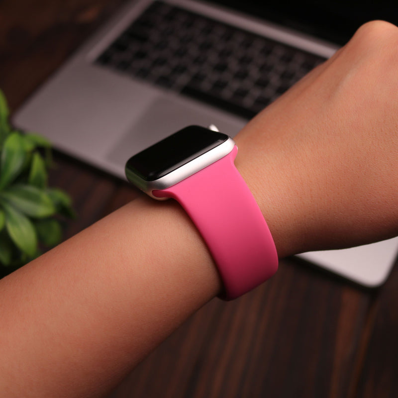 Silicon Watch Band for Apple Watch - Dark Pink - سير ساعة ابل ووتش