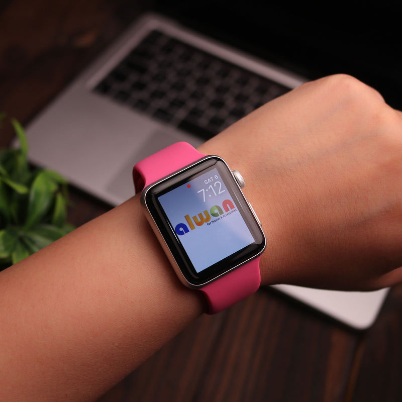 Silicon Watch Band for Apple Watch - Dark Pink - سير ساعة ابل ووتش