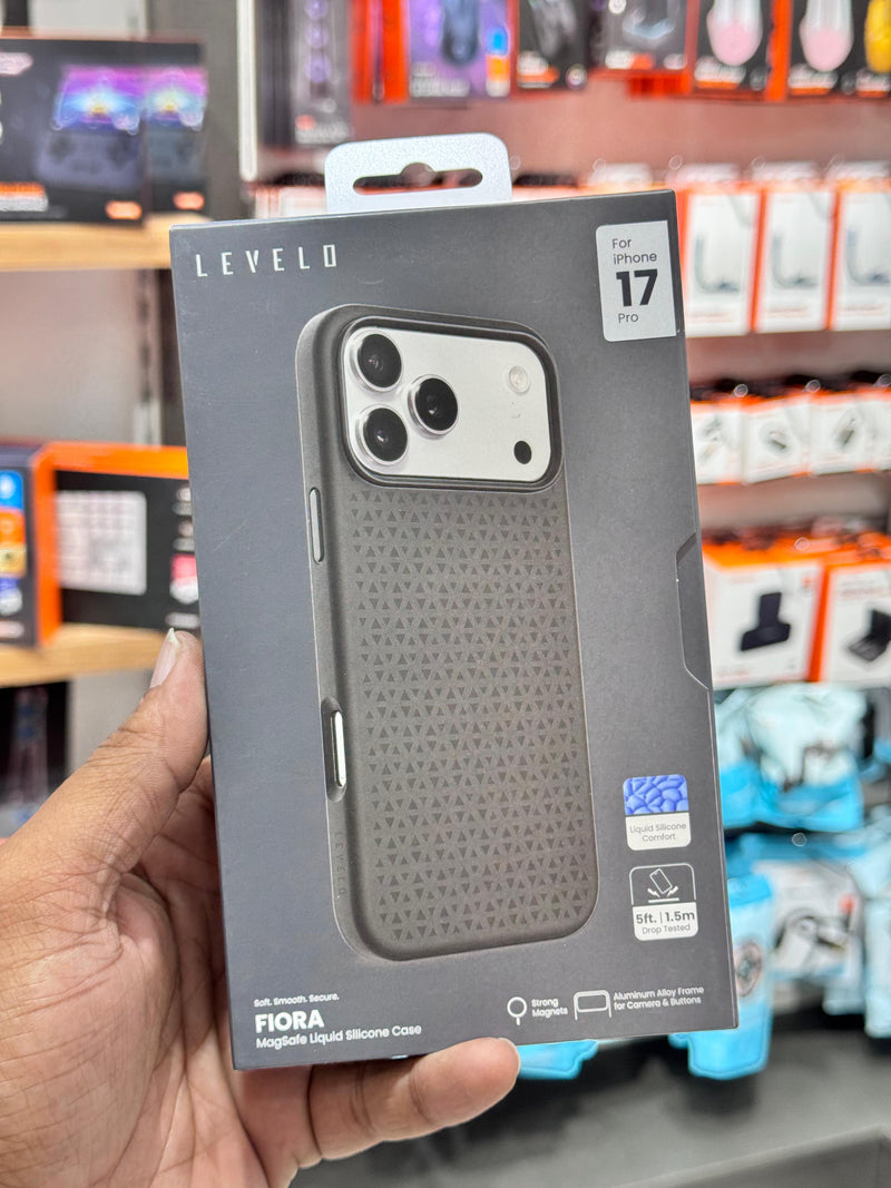 Levelo Fiora MagSafe Liquid Silicone Case With Pattern For iPhone17 Pro / 17 Pro Max [O] كفر حماية عالية - ليفلو - ماق سيف