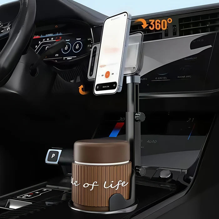 Magnetic Car Cup Holder Phone Mount - SA98 - ستاند سيارة - القاعدة مكان الكوب + حامل كوب - ماغ سيف - ذراع طويل