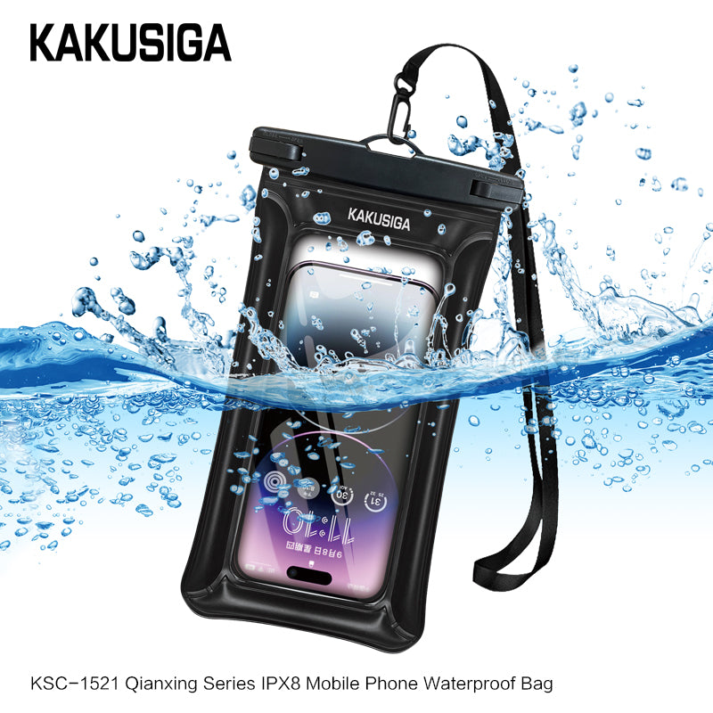 Kakusiga Universal WaterProof Case - Black - كفر ضد الماء - مناسب لجميع انواع واحجام الاجهزة