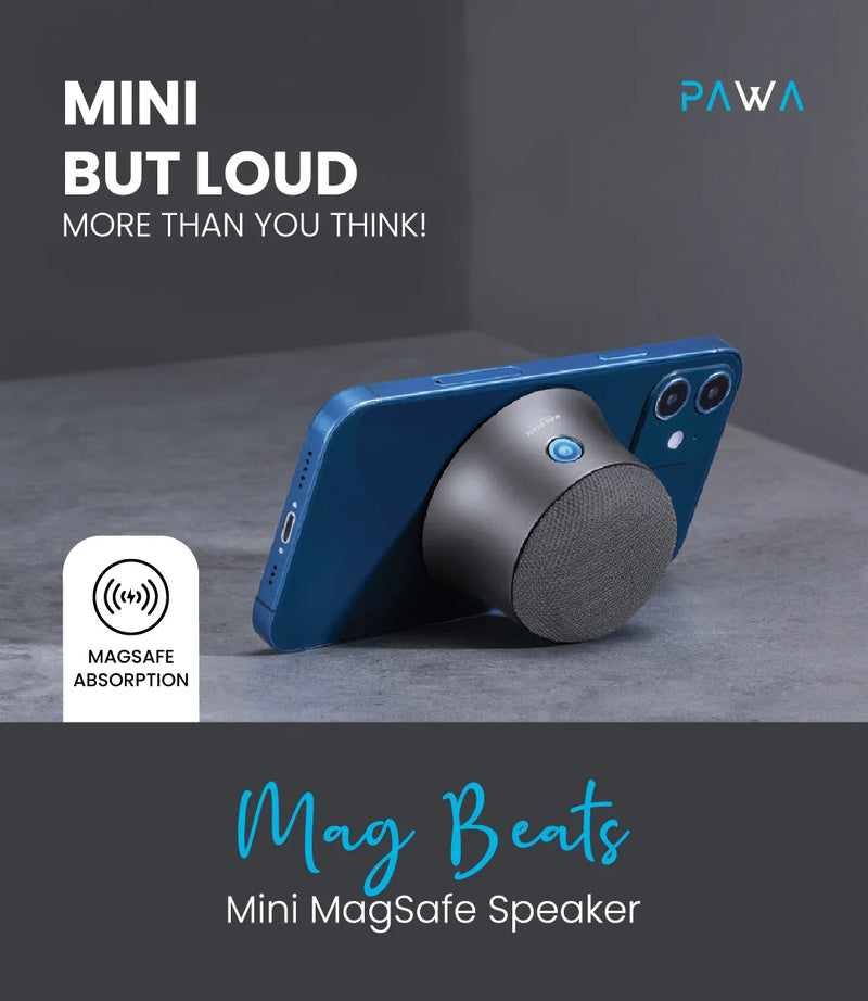 PAWA Mag Beats Mini Magsafe Speaker | Black [O] - سبيكر ميني - ماغ سيف - كفالة 12 شهر