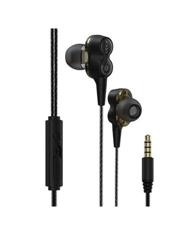 Devia Smart Series Dual Speakers Wired Earphone (3.5mm) - Black - سماعة اذن - ديفيا - مع مايكروفون - كفالة 12 شهر