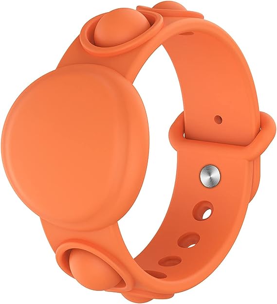 Airtags Kids Wrist Straps Silicone Case Watchband - Orange - سير ابل ايرتاغ