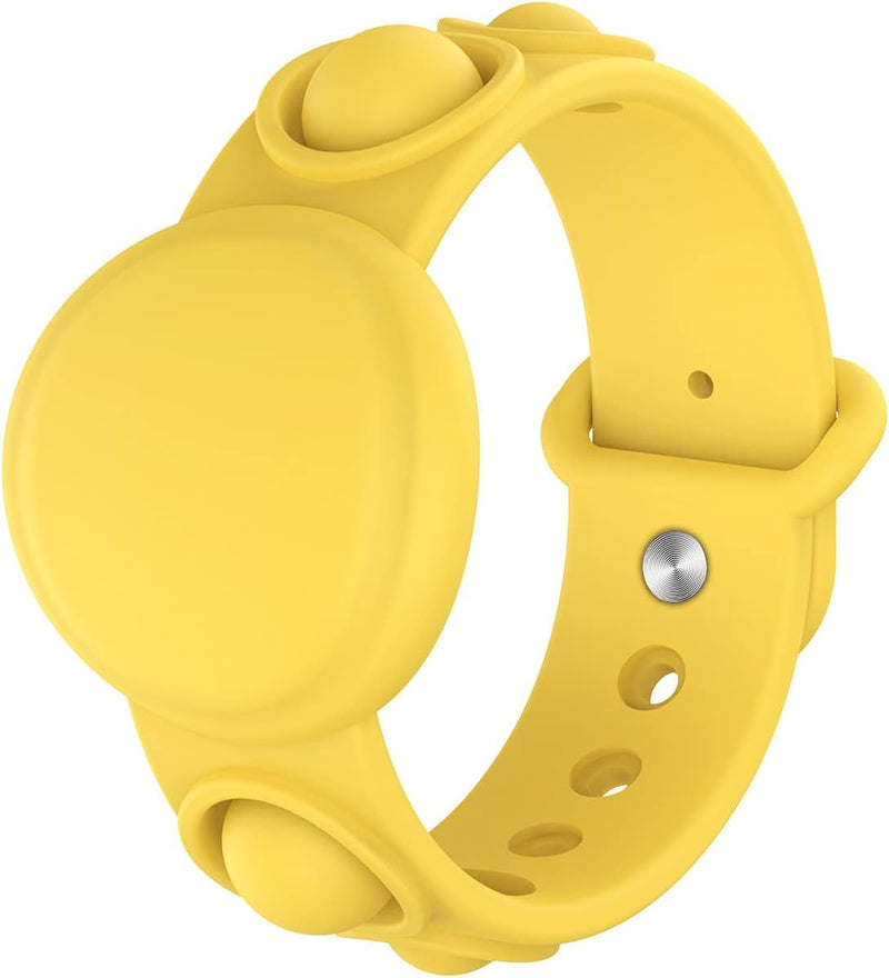 Airtags Kids Wrist Straps Silicone Case Watchband - Yellow - سير ابل ايرتاغ