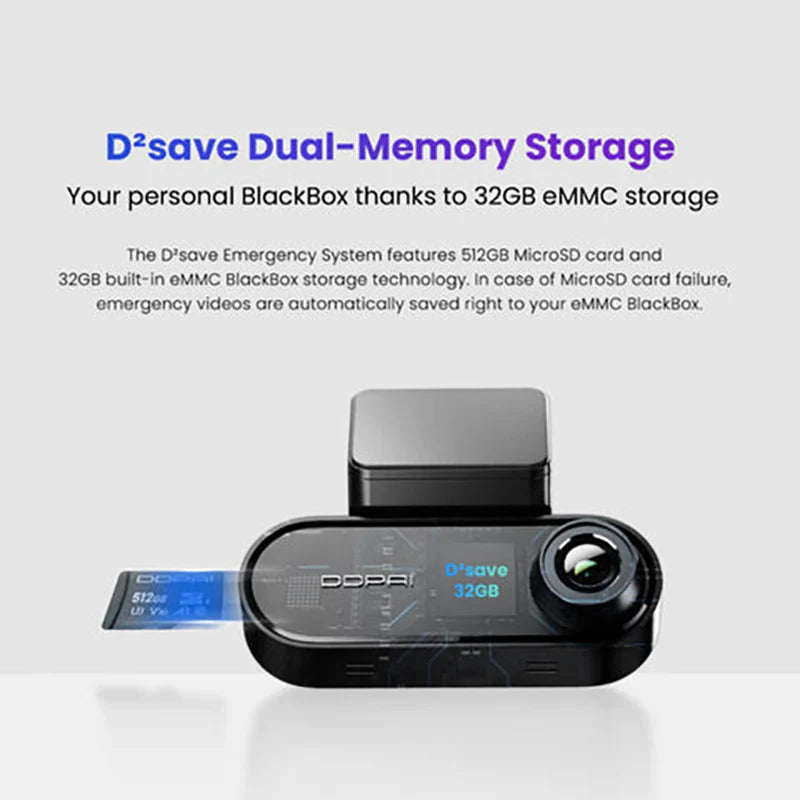 DDPAI Ultra 4k Dual Dashcam - كاميرا تصوير للسيارة  ( امامية + خلفية ) - 2 في 1 - عالية الجودة - بث مباشر - واي فاي - كفالة 12 شهر
