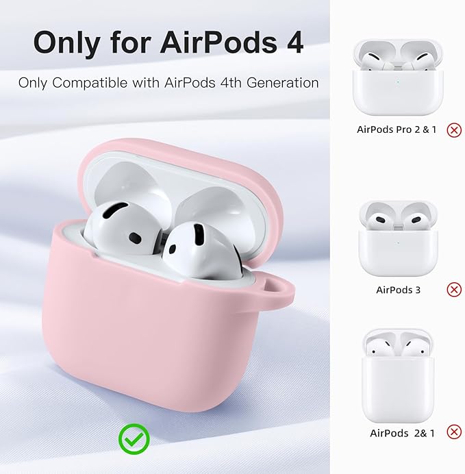 Clip AirPods 4 - 2024 Silicon Case - Pink - كفر حماية - سماعة ابل ايربودز 4 - 2024