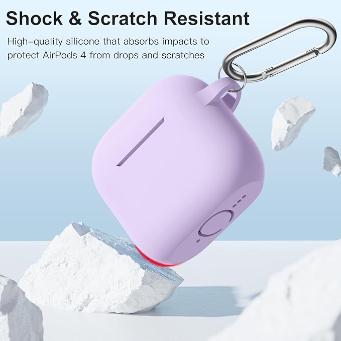 Clip AirPods 4 - 2024 Silicon Case - Lavender - كفر حماية - سماعة ابل ايربودز 4 - 2024