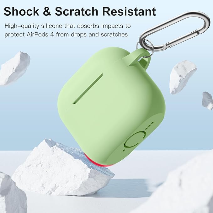 Clip AirPods 4 - 2024 Silicon Case - Matcha Green - كفر حماية - سماعة ابل ايربودز 4 - 2024