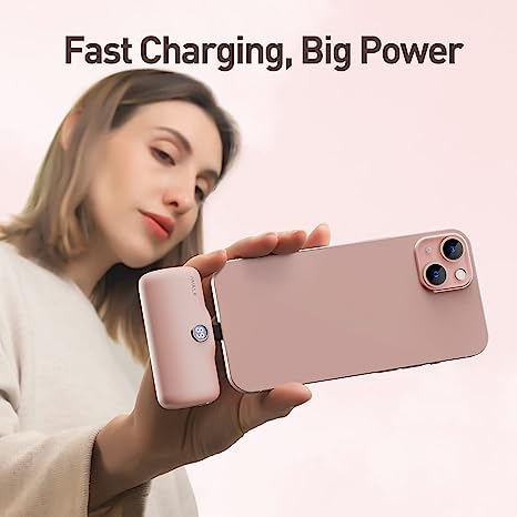 Iwalk Linkme Pro Fast Charge 4800 Mah Pocket Battery Type-C With Battery Display - Pink - بطارية متنقلة -مع شاحن تايب سي - لأجهزة الاندرويد والايفون 15 والايفون 16 - كفالة 24 شهر